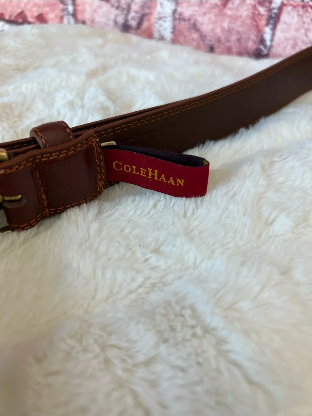 Cole Haan Men’s Brown Burgundy Leather Belt